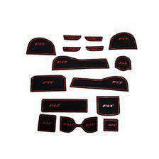 Honda Fit PVC Interior Mats Red - Model 2013-2019 | Car Styling Non Slip Mats | Car Door Groove Mat Interior Cup Door Pad Gate Slot Mat Stickers Accessories