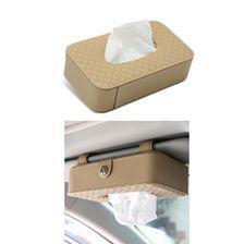 Car Sun Visor Facial Tissue Box Beige | Tissue Holder | Modern Paper Case Box | Napkin Container Tray | Towel Visor Tissue Box