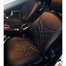 Japanese Leather Type Rexine Seat Covers Black with White Stitching