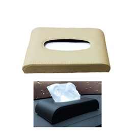 Universal Leather Car Tissue Box - Beige | Tissue Holder | Modern Paper Case Box | Napkin Container Tray | Towel Desktop