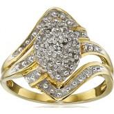 Sterling Silver with Yellow Gold Plating Diamond Ring, Size 7