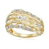 18k Yellow Gold Over Sterling Silver Diamond Ring (1/10cttw, I-J Color, I2-I3 Clarity), Size 7
