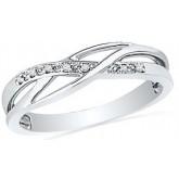 Sterling Silver Round Diamond Twisted Fashion Ring (0.05 cttw)
