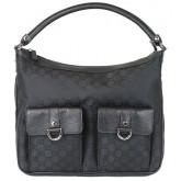 Gucci Black Abbey Hobo Nylon Purse Handbag 