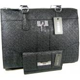 Guess Women's New G Logo Purse Satchel Bag & Checkbook Wallet 2 Piece Matching Set Black