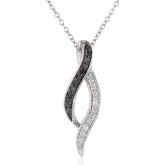 Sterling Silver Black and White Pendant Necklace