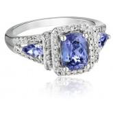  10k White Gold Tanzanite and Diamond Ring (1/3 cttw, H-I Color, I2-I3 Clarity), Size 7 