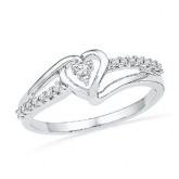  Sterling Silver White Round Diamond Fashion Ring (1/10 CTTW) 
