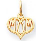 Mom in Heart Pendant in 10kt Yellow Gold