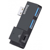 Baseus USB 2.0 to 2*USB 3.0/RJ45 Hub Converter Adapter