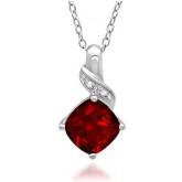 Ruby Sterling Silver Pendant Necklace