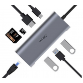 WiWU Alpha Type C Hub 8 in 1 Adapter with USB C to RJ45 HD MI 3USB Card Reader Multifunctional USB HUB