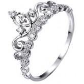 Dainty Rhodium-plated Sterling Silver Princess Crown Ring