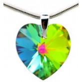 Green Blue Red Yellow Sterling Silver Pendant Necklace