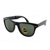 Ray-Ban Unisex RB4105 Folding Wayfarer Sunglasses Black & Crystal Green