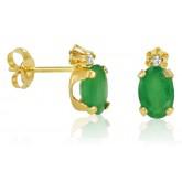 Emerald and Diamond Earring in 10K Yellow Gold