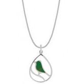 Boma Sterling Silver Green Turquoise Bird Necklace