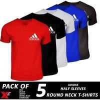 Pack of 5 round neck Adidas half sleeves t-shirts for men Tajori