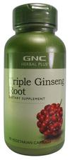 GNC Herbal Plus Triple Ginseng Root Dietary Supplement 90 Capsules Tajori