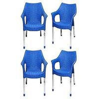 ELON Set Of 4 Rattan Plastic Chair Blue Tajori