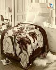 HSB Double Bed Two Ply Cloudy Embossed Blanket  Brown & Beige Tajori