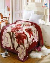 HSB Double Bed Two Ply Cloudy Embossed Blanket  Red & Maroon Tajori