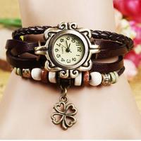 Brown - Ladies Watch with Beeds and Flower Tajori