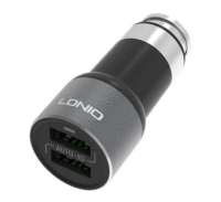 LDNIO C303 Auto-ID 2-Port USB Car Charger With IPhone USB Cable 3.6A Tajori