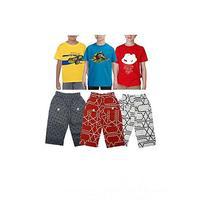 Pack of 6 - Multicolor Cotton Shorts & T-shirts for Kids Tajori