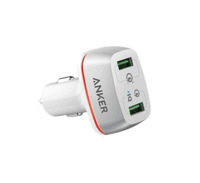 ANKER A2224 POWERDRIVE+ 2 QUICK CHARGE 3.0 FAST 2-PORTS USB CAR CHARGER - WHITE Tajori
