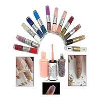 Â Pack Of 12 - 2 In 1 Nail Paints With Beads - Multicolor Tajori