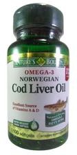 Natures Bounty Omega-3 Cod Liver Oil - 100 Softgels Tajori
