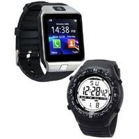 Pack of 2 Bluetooth smart watch & Resin smart watch - Silver & Black Tajori