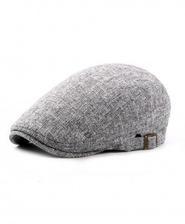 BUTTERMERE Grey Linen Flat Caps Adjustable Beret Hat