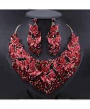 Ouhe Red Zinc Alloy Crystal Jewelry Sets
