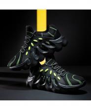 Black Green Lace-Up Leather Sneakers