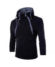 Zacoo Black Polyester Hip Hop Broadcloth Zipper Hooded