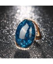 Kinel Rose Gold Blue Long Elliptic Ring