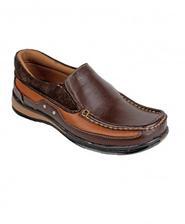 Brown Leather Slip On Digger Shoes LC-687