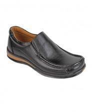 Black Leather Slip On Digger Shoes LC-661