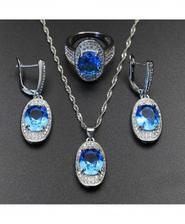Bague Ringen Sea Blue Silver 925 Sapphire Ruby Amethyst Jewelry Set