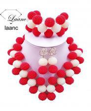 Laanc Red and White Pearl Zinc Alloy Round Jewelry Set