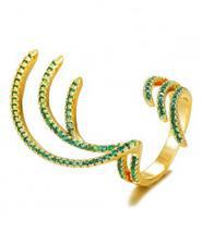 GODKI Golden Green Cubic Zircon Charm Angel Wing Ring