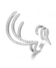 GODKI Silver Cubic Zircon Charm Angel Wing Ring