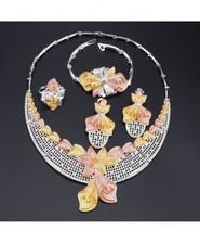 Ouhe Silver Crystal Flower Zinc Alloy Jewelry Sets