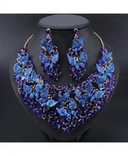 Ouhe Drak Blue Zinc Alloy Crystal Jewelry Sets