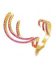 GODKI Golden Pink Cubic Zircon Charm Angel Wing Ring