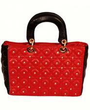 Christian Dior Red Black Handbag With Diamante