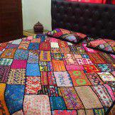 Aman Jee Sindhi Cultural Hand Embroidery Bed Sheet Multi color - AJB-026
