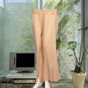 Beige Bell Bottom Trouser With Beats In Front
